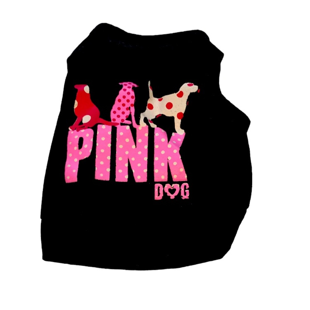 COPY - Pet Dog Pre-Owned Female Pink Dog Black T-Shirt Size Extra Small.
